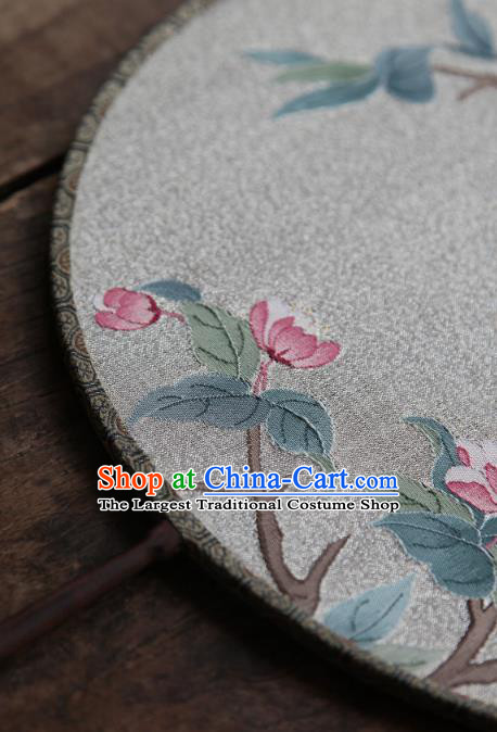 Chinese Handmade Kesi Begonia Painting Silk Circular Fan Traditional Song Dynasty Palace Fan Ancient Hanfu Fans