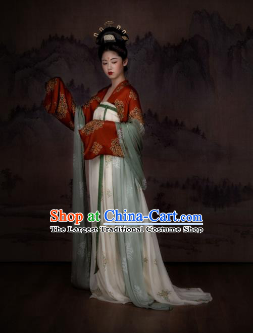 China Ancient Tang Dynasty Court Princess Hanfu Dress Historical Garments Clothing for Women