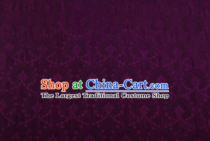 China Traditional Cheongsam Deep Purple Silk Fabric Classical Gambiered Guangdong Gauze
