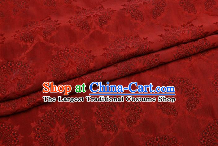 China Traditional Flowers Pattern Silk Fabric Classical Cheongsam Red Gambiered Guangdong Gauze