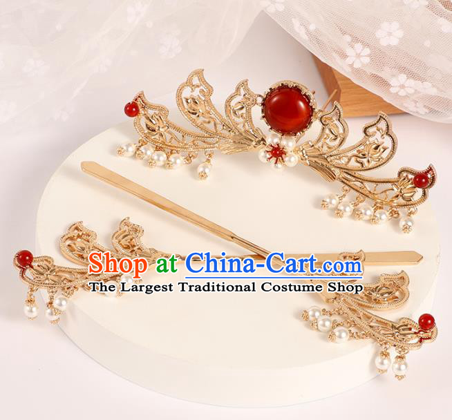 China Traditional Song Dynasty Princess Hair Sticks Ancient Palace Lady Golden Hairpin