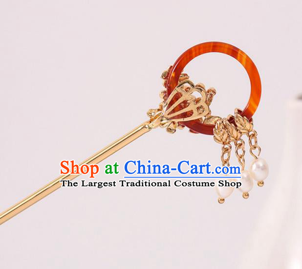 China Traditional Hanfu Hair Stick Ancient Princess Pearls Tassel Hairpin