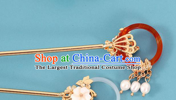 China Traditional Hanfu Hair Stick Ancient Princess Pearls Tassel Hairpin