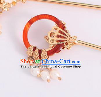 China Traditional Hanfu Hair Stick Ancient Princess Pearls Tassel Hairpin