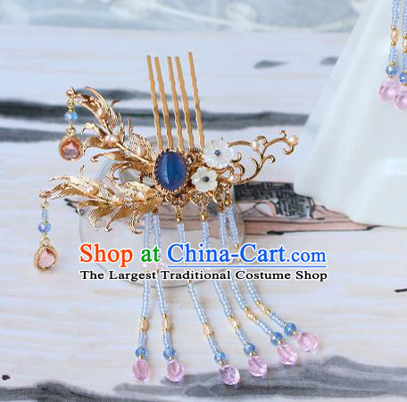 China Traditional Hanfu Hairpin Ancient Princess Beads Tassel Hair Comb