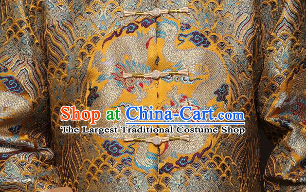 Chinese Classical Bridegroom Clothing Traditional Wedding Costume Golden Mandarin Jacket and Long Robe