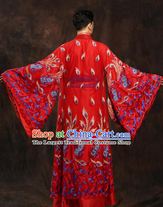 Chinese Traditional Han Dynasty Wedding Costumes Ancient Scholar Bridegroom Red Clothing