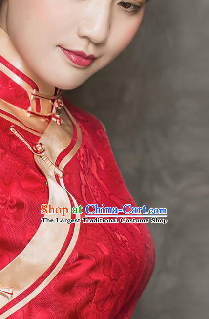 Modern Red Silk Cheongsam