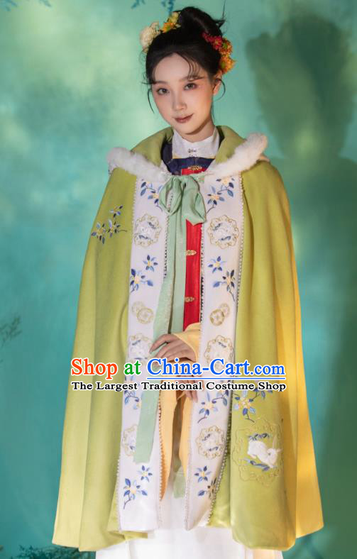 China Ancient Royal Princess Hanfu Cape Traditional Ming Dynasty Female Clothing Embroidered Cloak