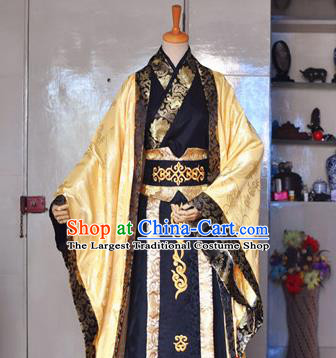 Chinese Drama Cosplay Prince Golden Apparels Han Dynasty King Garment Costumes Ancient Monarch Hanfu Clothing