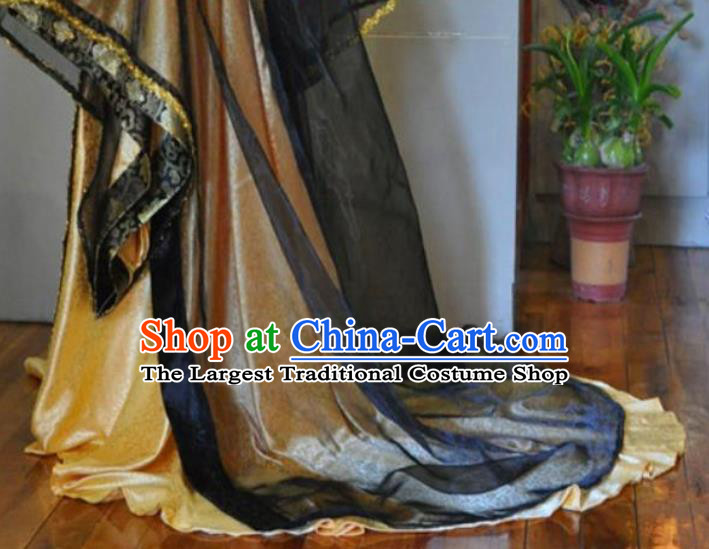 Chinese Drama Cosplay Nobility Childe Apparels Qin Dynasty Emperor Garment Costumes Ancient King Golden Hanfu Clothing