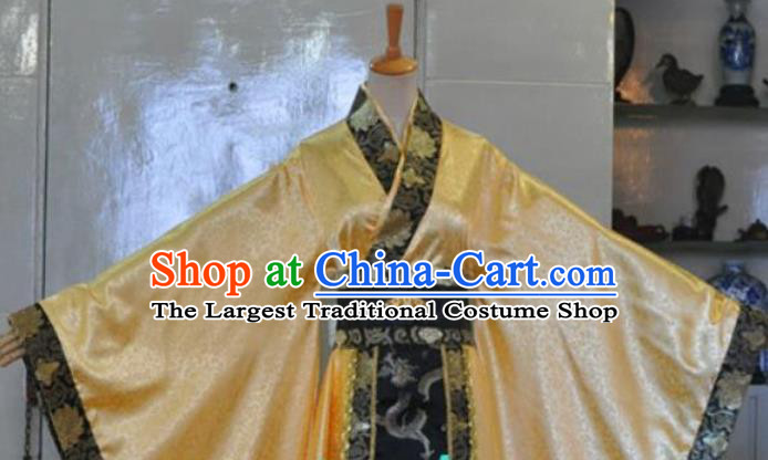 Chinese Drama Cosplay Nobility Childe Apparels Qin Dynasty Emperor Garment Costumes Ancient King Golden Hanfu Clothing