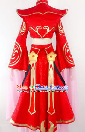 China Traditional Cosplay Goddess Wedding Clothing Ancient Fairy Princess Red Hanfu Dress