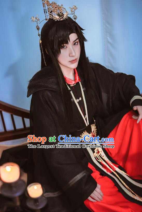 Chinese Ancient Royal Highness Clothing Game Cosplay Emperor Mo Ran Apparels Demon King Garment Costumes