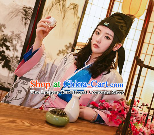 Chinese Ancient Young Childe Clothing Cosplay Tang Bohu Apparels Song Dynasty Scholar Garment Costumes