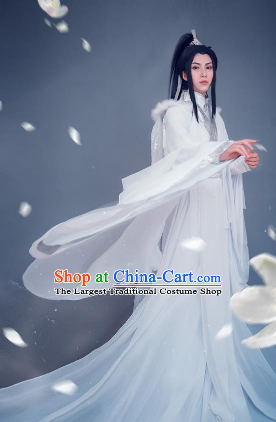 Chinese Cosplay Childe Chu Wanning Apparels Jin Dynasty Swordsman Garment Costumes Ancient Prince White Clothing