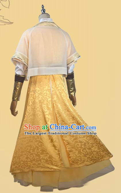 Chinese Ancient King Golden Clothing Cosplay Monarch Apparels Tang Dynasty Emperor Garment Costumes