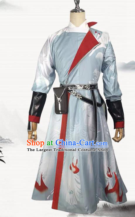 Chinese Ancient Swordsman Clothing Cosplay Beadle Li Bai Apparels Tang Dynasty Knight Garment Costumes