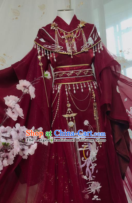 Chinese Cosplay Childe Wedding Red Apparels Jin Dynasty Swordsman Garment Costumes Ancient Prince Xie Lian Clothing
