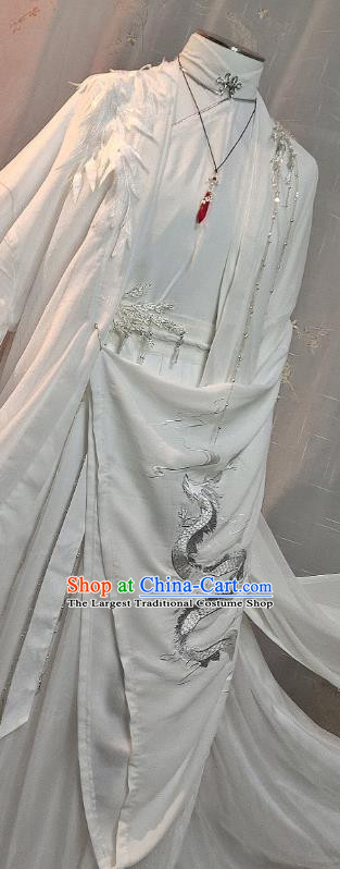 Chinese Cosplay Noble Childe White Apparels Ming Dynasty Prince Garment Costumes Ancient Swordsman Clothing