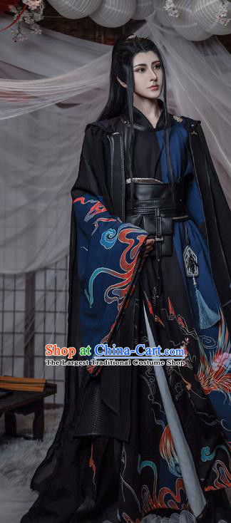 Chinese Ancient Noble Childe Clothing Cosplay Swordsman Black Apparels Song Dynasty Knight Garment Costumes