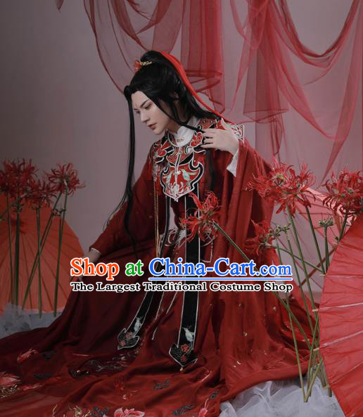 Chinese Ancient Knight Red Clothing Cosplay Swordsman Chu Wanning Wedding Apparels Noble Childe Garment Costumes