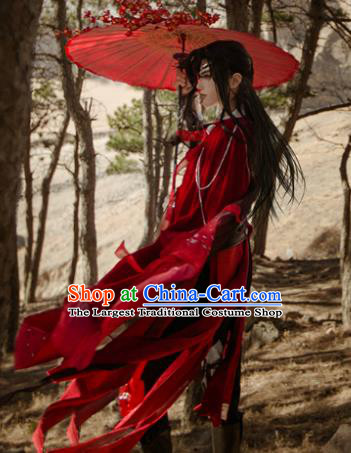Chinese Ancient Knight Red Garment Costumes Tang Dynasty Chivalrous Male Clothing Cosplay Swordsman Hua Chen Apparels