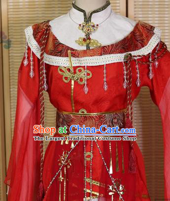 Chinese Jin Dynasty Prince Wedding Clothing Cosplay Swordsman Xie Lian Apparels Ancient Noble Childe Red Garment Costumes