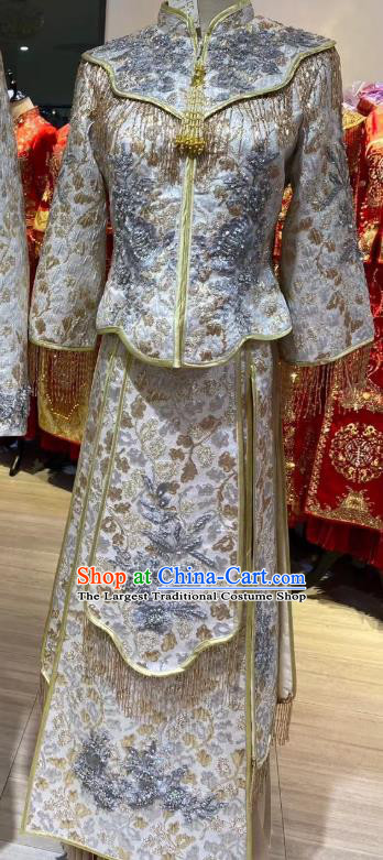 Chinese Classical Embroidered Xiuhe Suits Hui Ethnic Bride Dress Clothing Traditional Wedding Garment Costumes