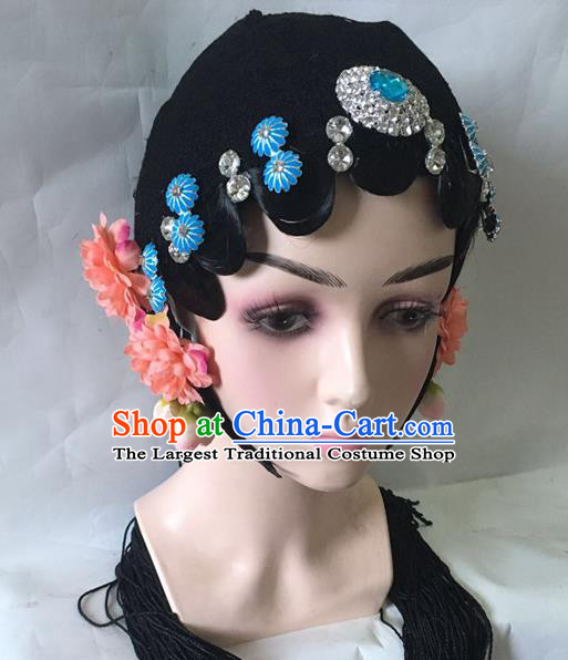 Chinese Beijing Opera Actress Headdress Classical Dance Hair Accessories Traditional Stage Performance Wigs and Hairpins
