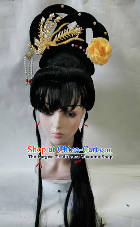 Chinese Traditional Beijing Opera Fairy Wigs and Phoenix Hairpins Stage Performance Headdress Classical Dance Hair Accessories