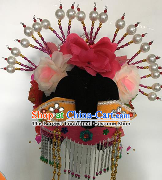 Chinese Traditional Peking Opera Diva Pearls Hair Crown Stage Performance Phoenix Coronet Classical Dance Headdress