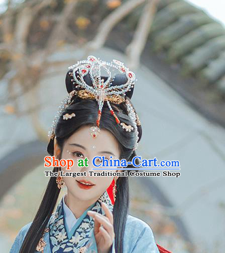 China Ancient Princess Beads Phoenix Hairpin Jin Dynasty Court Beauty Hair Stick Handmade Traditional Hanfu Hair Accessories