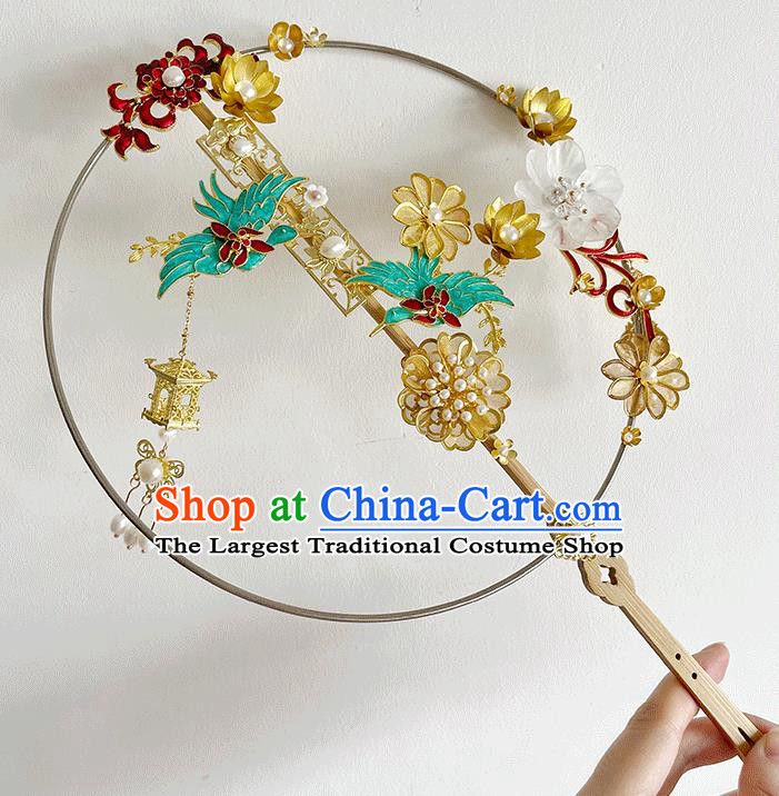 Chinese Traditional Wedding Prop Fan Classical Dance Palace Fan Circular Fans Bride Fan