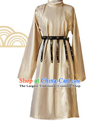 China Ancient Female Swordsman Hanfu Garments Traditional Tang Dynasty Historical Clothing Embroidered Round Collar Robe for Women