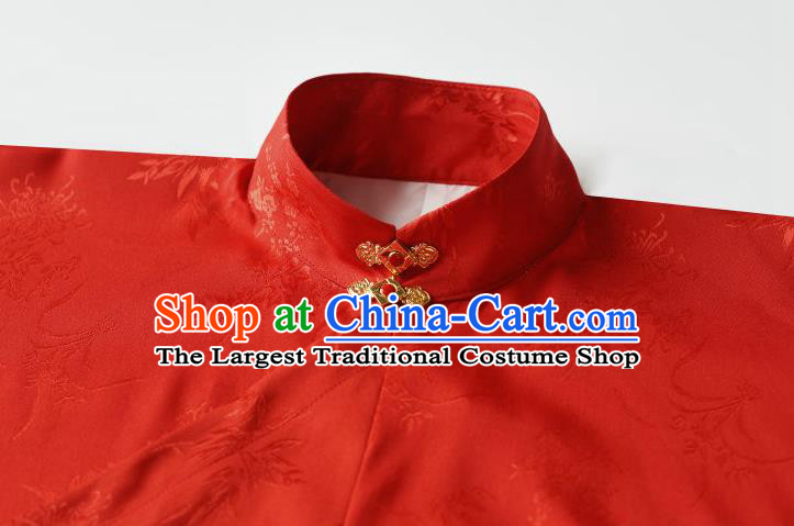 China Traditional Wedding Hanfu Garments Ming Dynasty Imperial Consort Embroidered Red Dress Ancient Noble Woman Historical Clothing