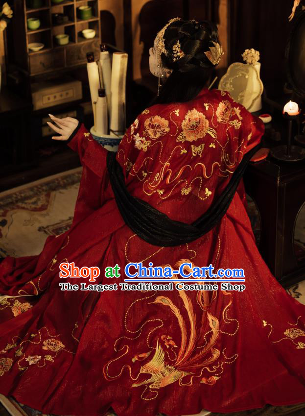 China Traditional Wedding Garments Tang Dynasty Historical Clothing Ancient Palace Princess Red Hanfu Dress for Women