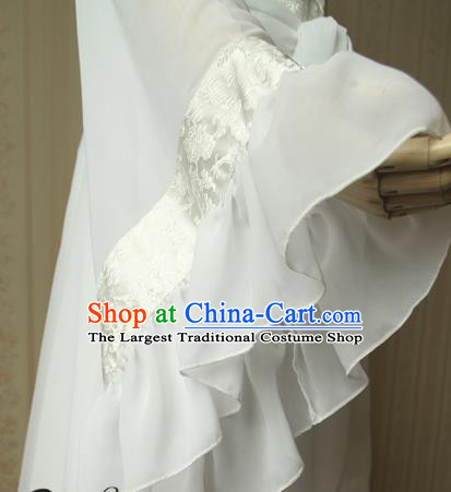 China Ancient Princess Garments Traditional Jin Dynasty Young Lady White Hanfu Dress Cosplay Swordswoman Qing Jiujiu Clothing