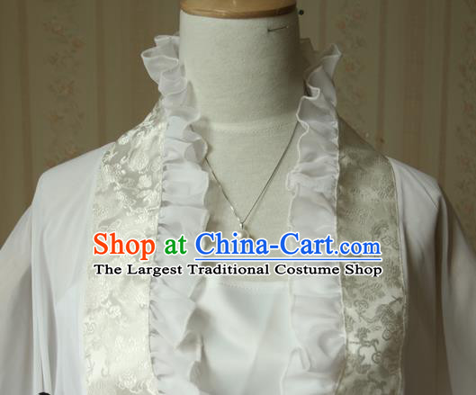 China Ancient Princess Garments Traditional Jin Dynasty Young Lady White Hanfu Dress Cosplay Swordswoman Qing Jiujiu Clothing