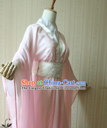 China Cosplay Swordswoman Qing Jiujiu Clothing Ancient Princess Garments Traditional Jin Dynasty Young Lady Pink Hanfu Dress