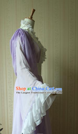 China Traditional Jin Dynasty Young Lady Lilac Hanfu Dress Cosplay Swordswoman Qing Jiujiu Clothing Ancient Princess Garments