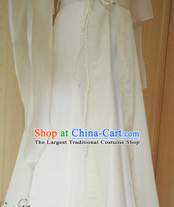 China Ancient Fairy Garments Traditional Song Dynasty Young Lady White Hanfu Dress Cosplay Swordswoman Clothing