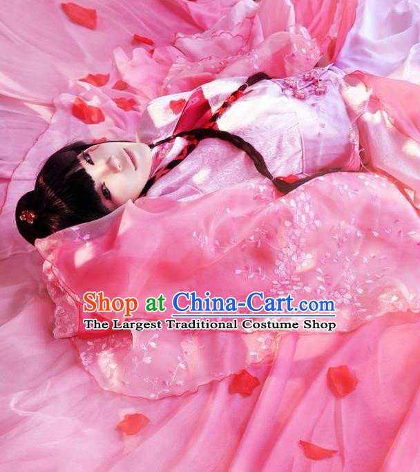 China Ancient Palace Lady Garments Traditional Jin Dynasty Princess Hanfu Dress Cosplay Swordswoman Jun Fu Clothing