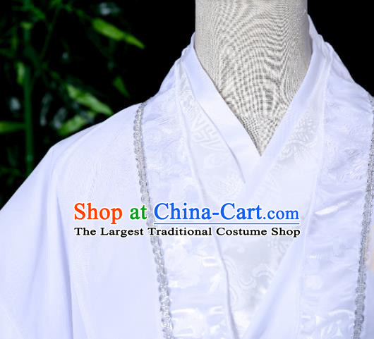 Chinese Ancient Young Knight Garment Costumes Cosplay Swordsman Xie Lian White Hanfu Clothing Traditional Jin Dynasty Prince Apparels