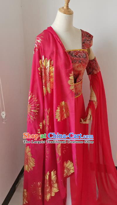 China Ancient Fairy Dance Garments Traditional Tang Dynasty Princess Red Hanfu Dress Cosplay Palace Lady Clothing