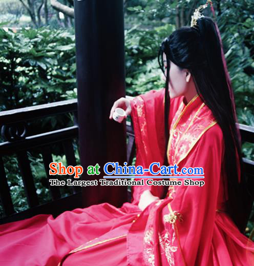 Chinese Traditional Ming Dynasty Prince Apparels Ancient Noble Childe Garment Costumes Cosplay Swordsman Red Hanfu Clothing