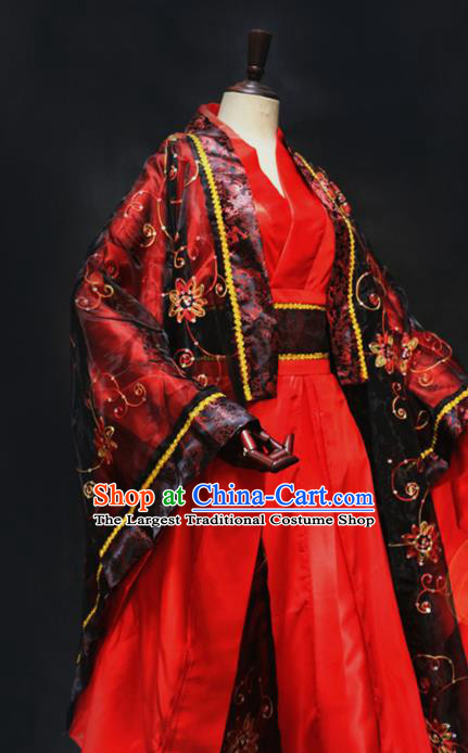 Chinese Traditional Jin Dynasty Wedding Apparels Ancient Emperor Garment Costumes Cosplay King Red Hanfu Clothing