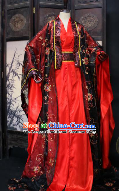 Chinese Traditional Jin Dynasty Wedding Apparels Ancient Emperor Garment Costumes Cosplay King Red Hanfu Clothing