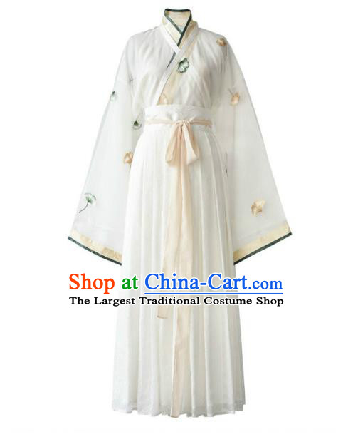 China Traditional Hanfu Garments Ancient Heroic Woman Embroidered Dress Jin Dynasty Female Swordsman Historical Clothing