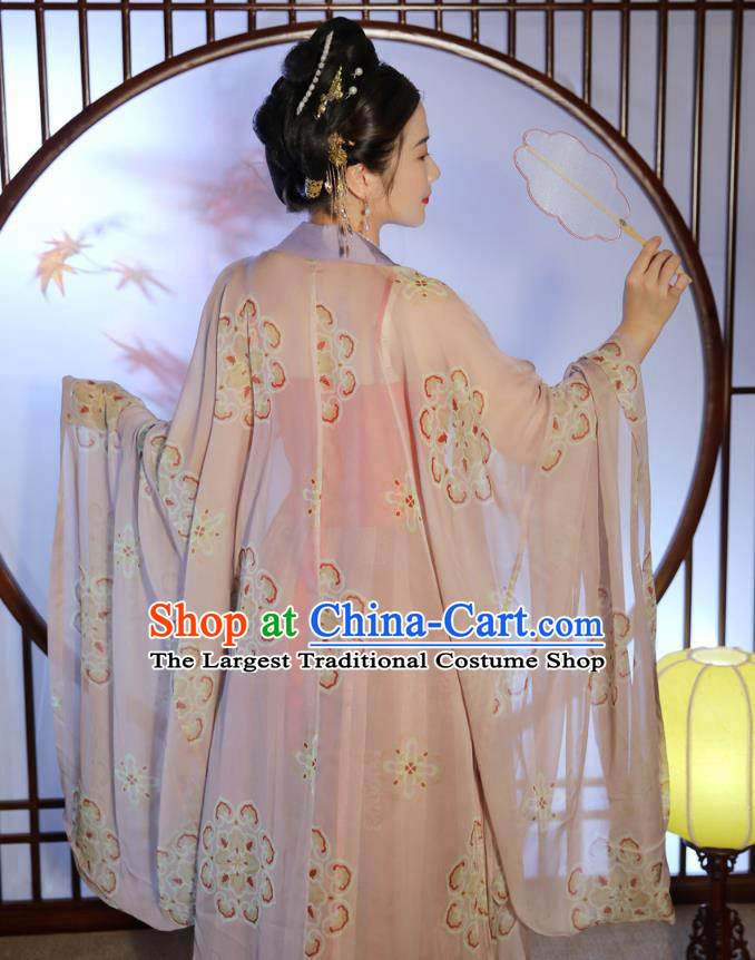 China Ancient Imperial Consort Embroidered Dress Tang Dynasty Historical Clothing Traditional Hanfu Garments for Women